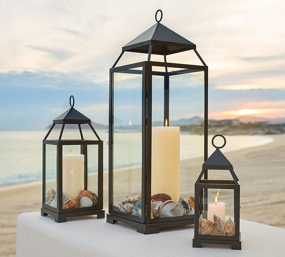 Malta Glass & Metal Indoor/Outdoor Lantern Pottery Barn Australia